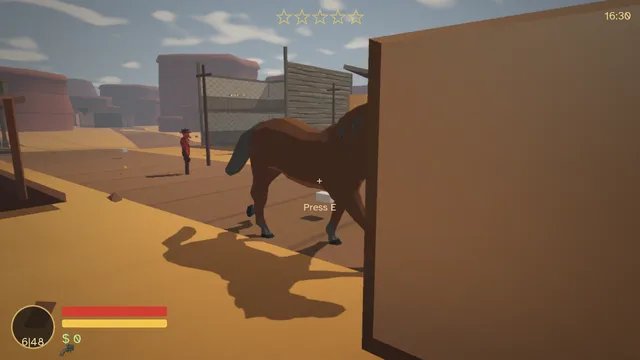 Riding a horse through Dustville